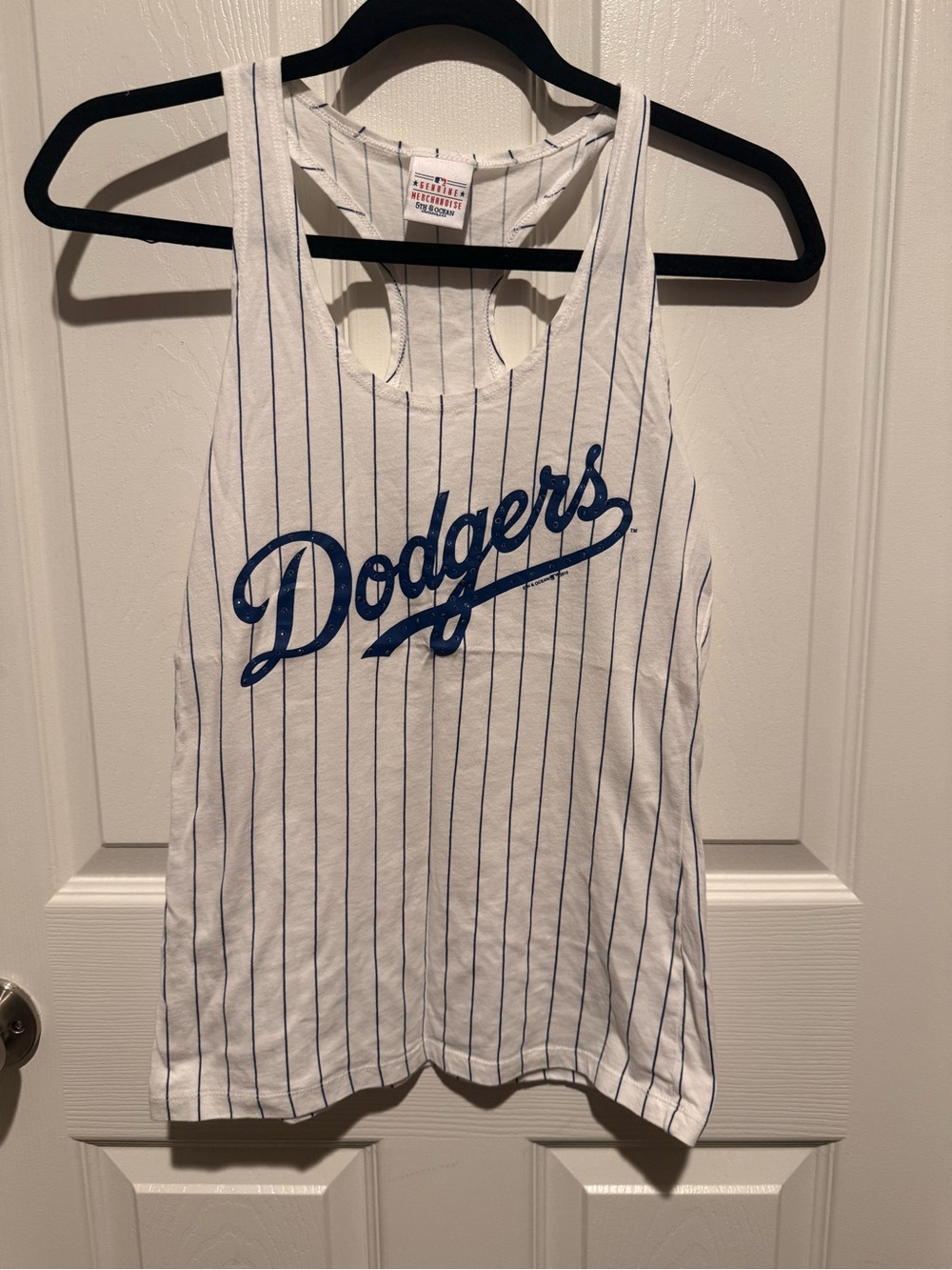 Los Angeles Dodgers Youth White & Blue Pinstripe Tank Top
